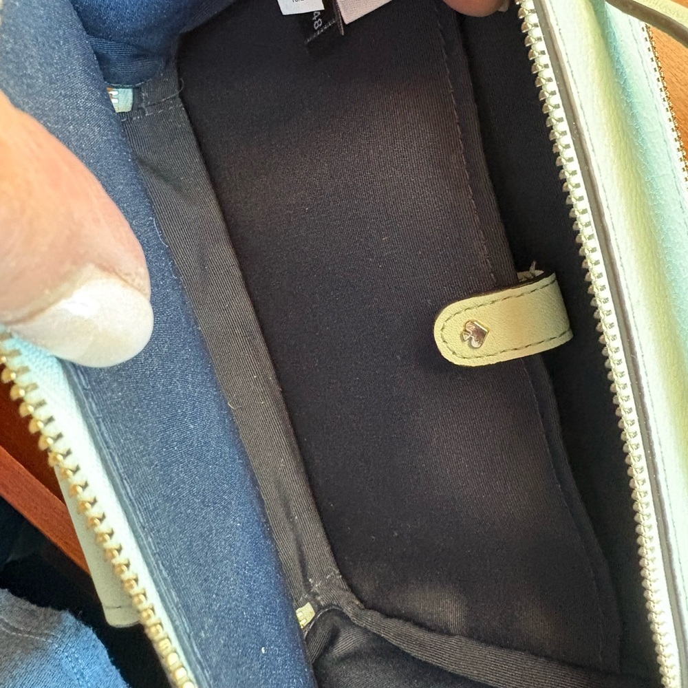 Pebbled Leather Top-Handle Crossbody Bag in Light Mint Double Zip! - Picture 7 of 10